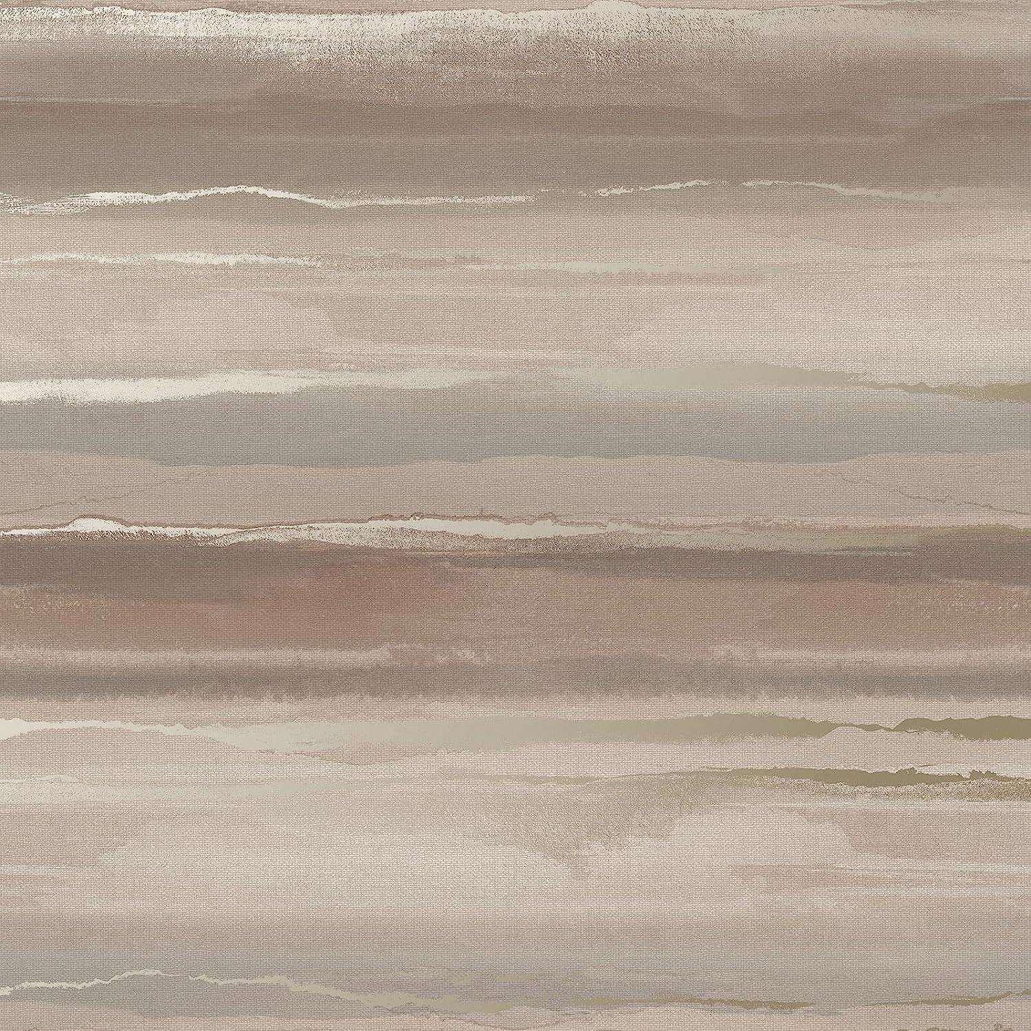 RASCH (U.K) Limited Horizon Wallpaper - Modern Wallpaper for Living Room, Bedroom, Fireplace - Decorative Luxury Wall Paper with Landscape Design (Dusky Pink, Metallic Gold)