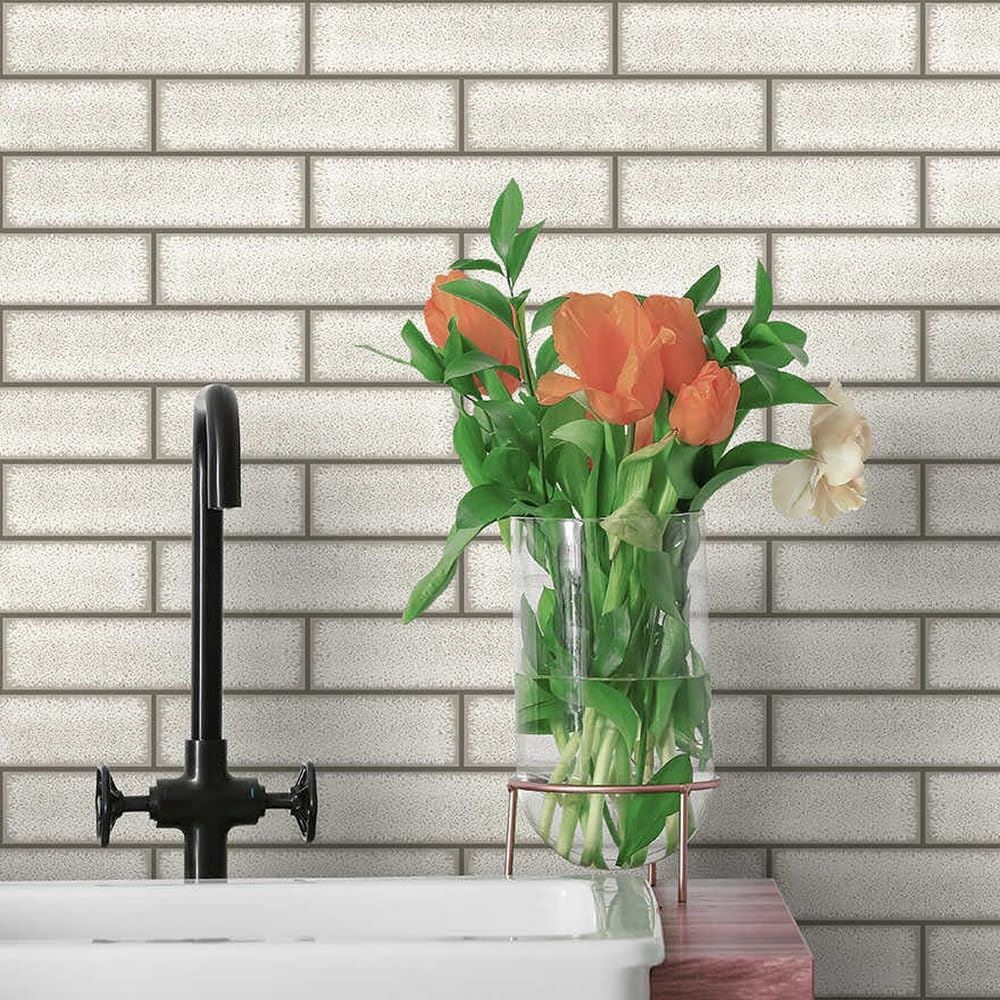 Holden Decor Tiling on a Roll Celadon Gloss Tile Dove Wallpaper 89389 - Kitchen