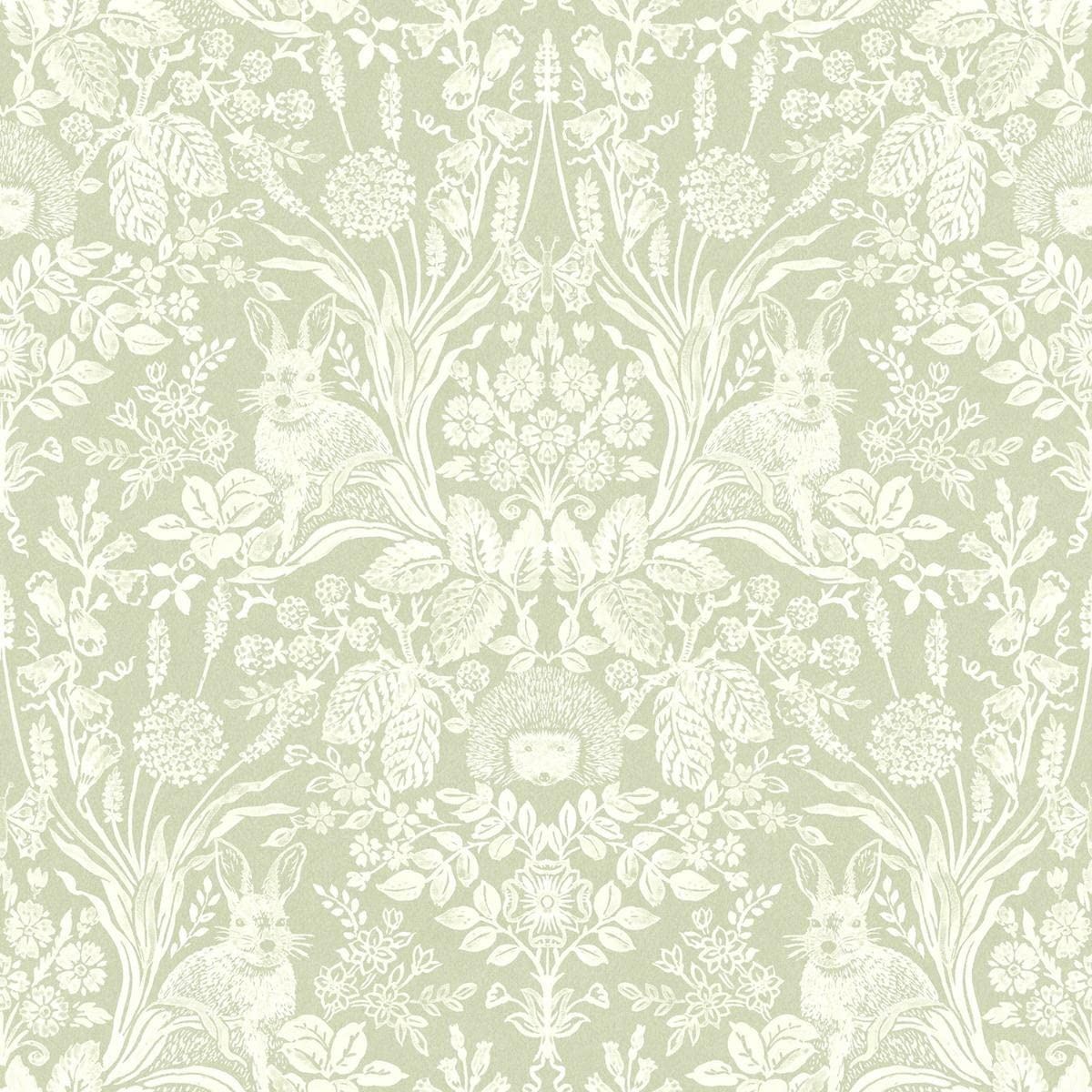Holden Decor Harlen Wallpaper Trees Flowers Hedgehogs Leaves Rabbits Damask