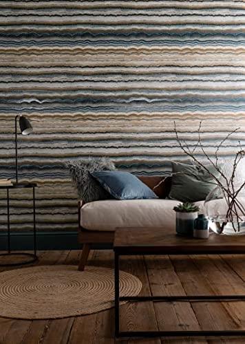 Arthouse Jade Mineral Wallpaper - Layered Rock Design - Stunning Metallic Foil & Gloss Finish - with Green Red Brown Natural Colourways - Organic & Understated Luxurious Effect 903907