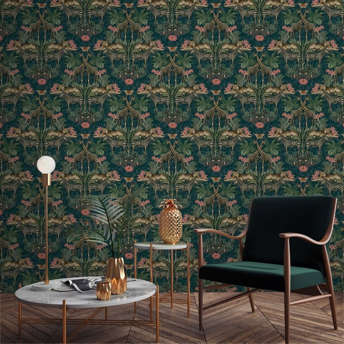 Grandeco Life Animal Kingdom Ochre Wallpaper A49301 - Tropical Zebra Leopard