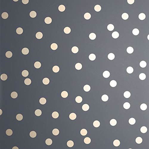 Arthouse Wallpaper Dotty Charcoal Rose Gold 685001 Full Roll, Blue