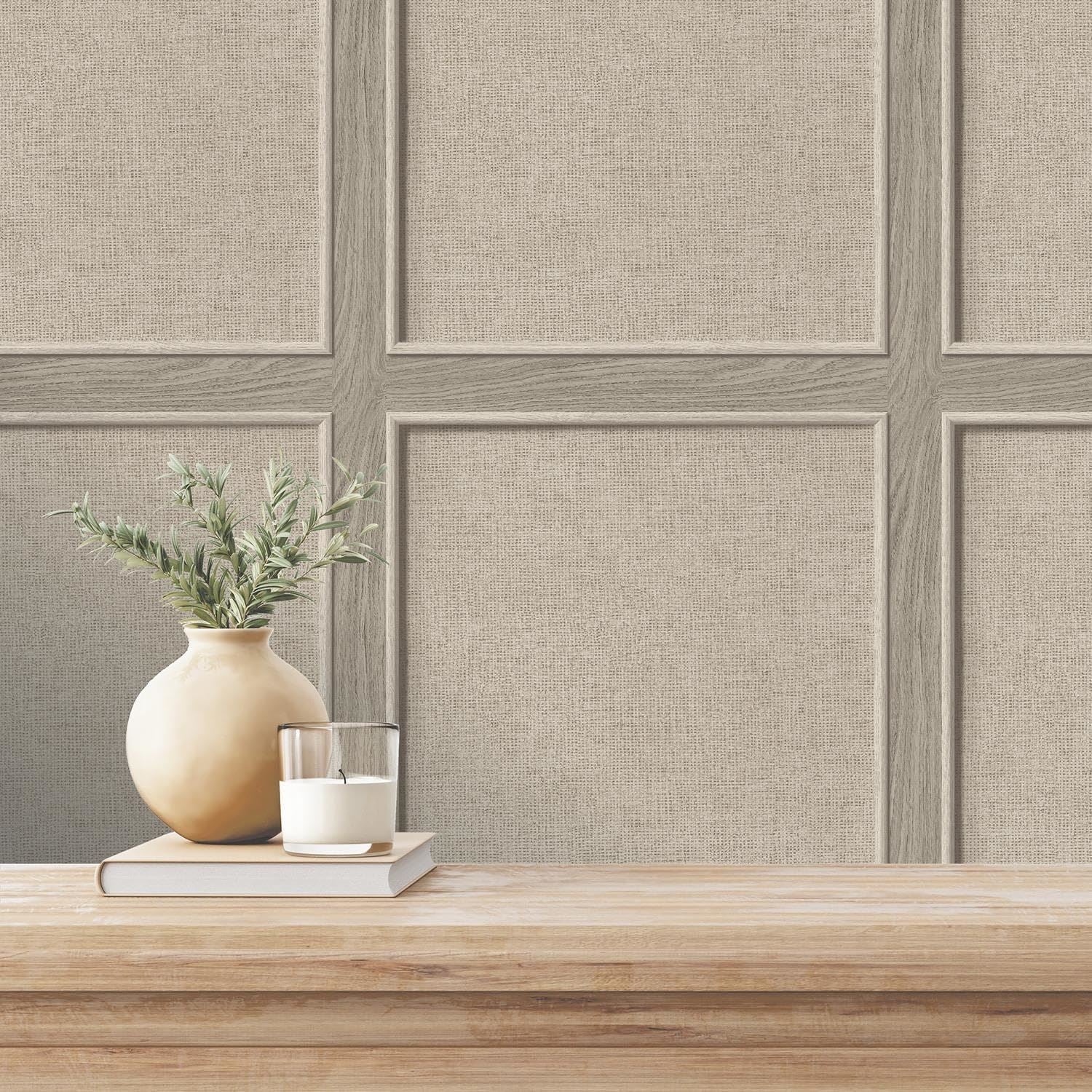 Rasch Bevelled Birch Wood Panelled Weave Grain Wallpaper - Carved Trendy Modern Contemporary Feature Wall