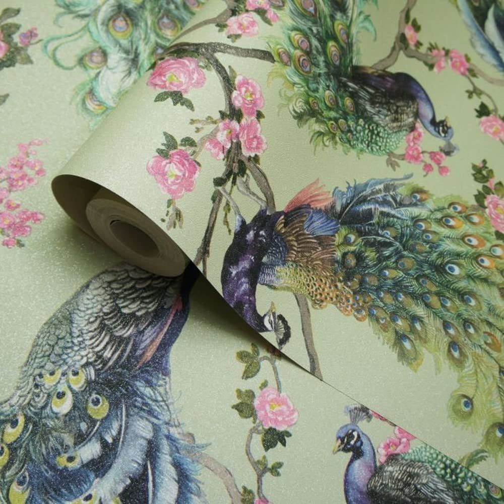 Holden Decor Menali Pink Wallpaper 35923 - Vinyl Glitter Peacock Feather Floral