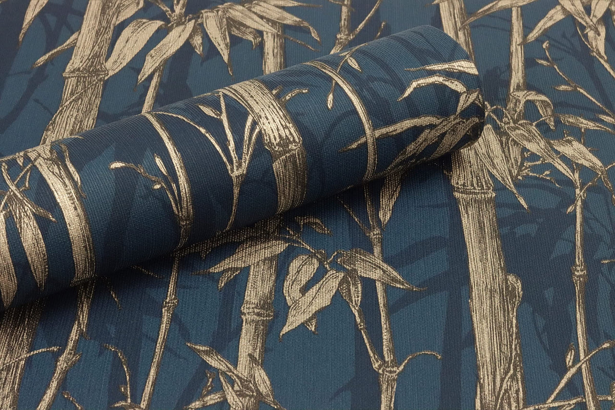Rasch paperhangings Non Woven Wallpaper (Botanical) Blue Golden 10,05 m x 0,53 m Florentine III 484892