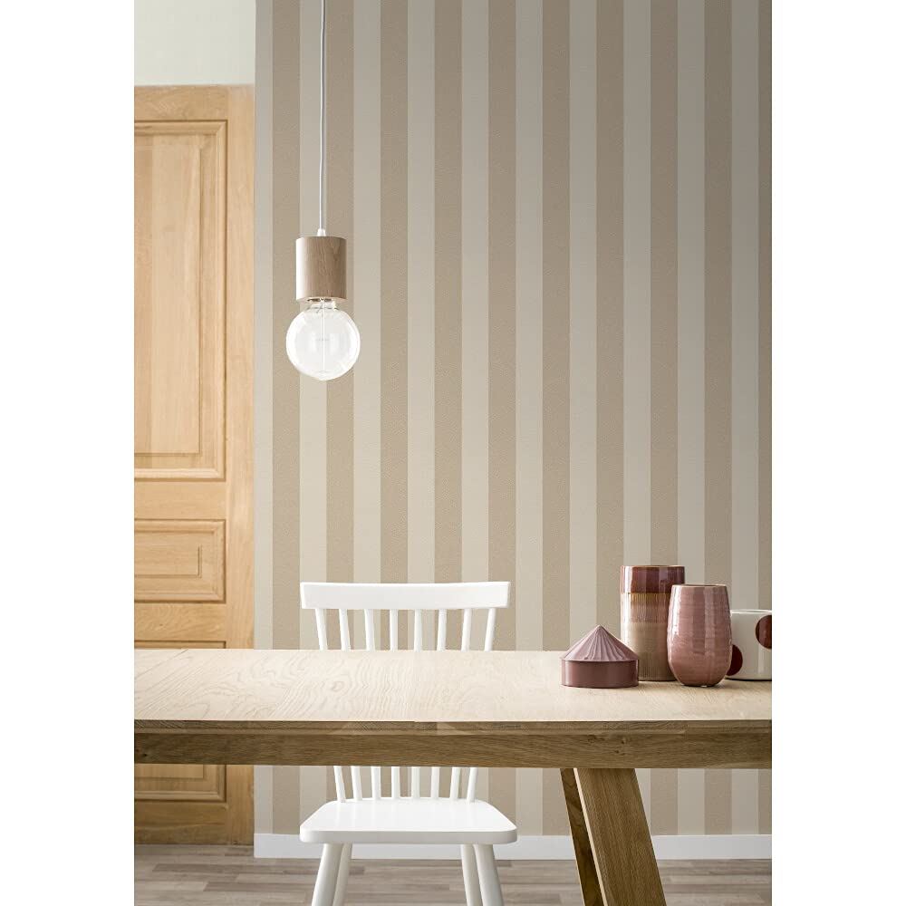 Rasch Wallpaper 542325 Shimmering Stripe Beige Gold