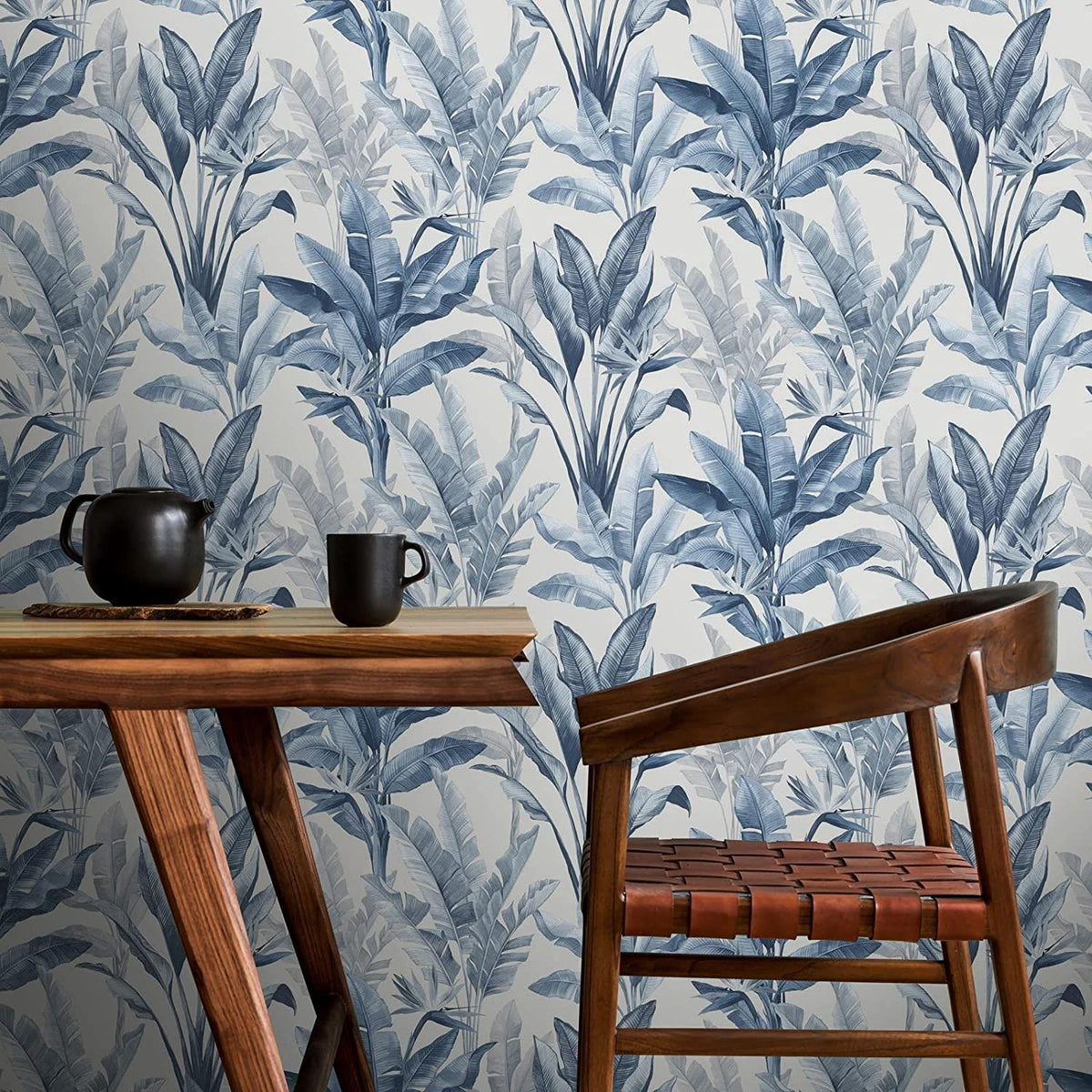Rasch Akari Madagascar Tropical Leaf Wallpaper Blue 282893
