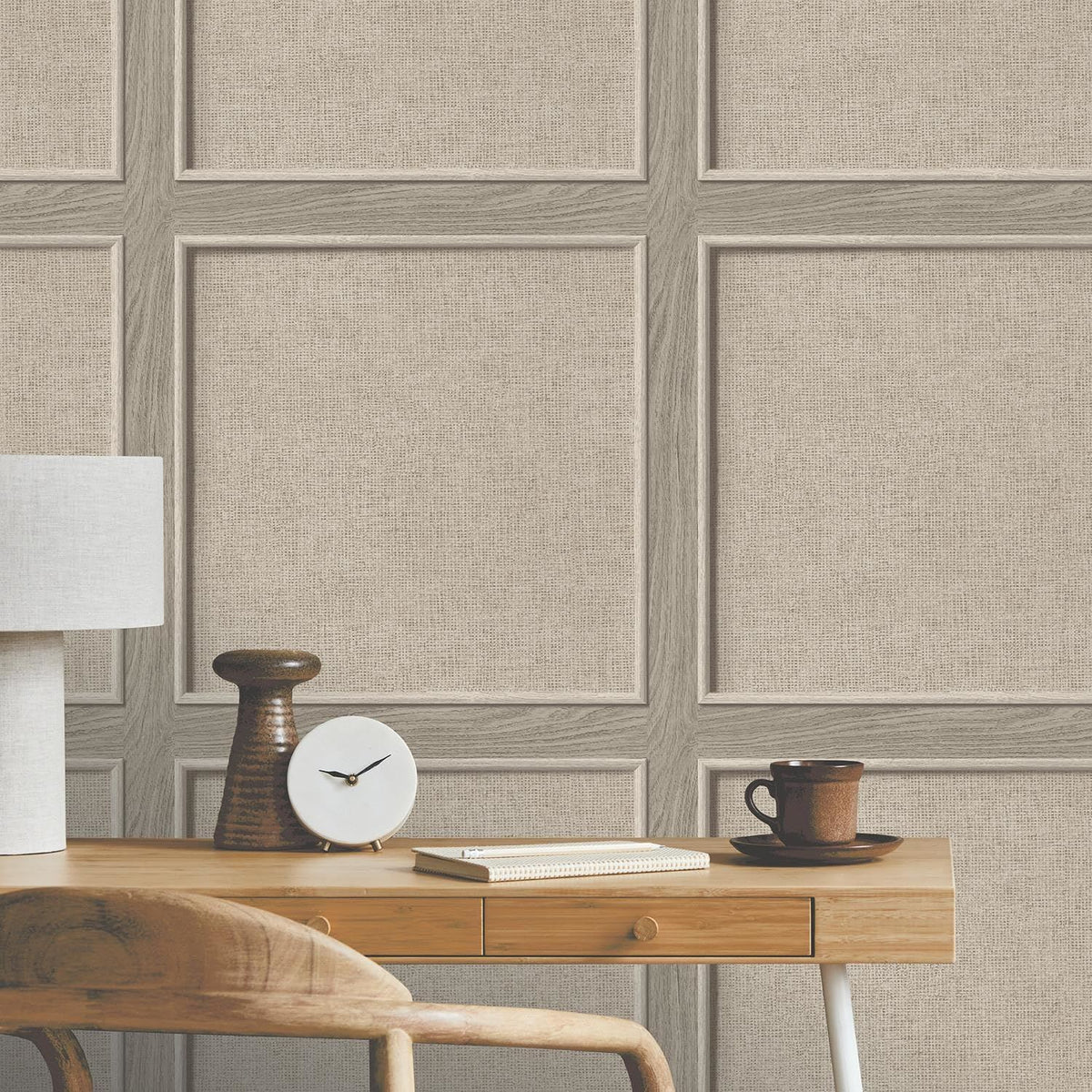 Rasch Bevelled Birch Wood Panelled Weave Grain Wallpaper - Carved Trendy Modern Contemporary Feature Wall