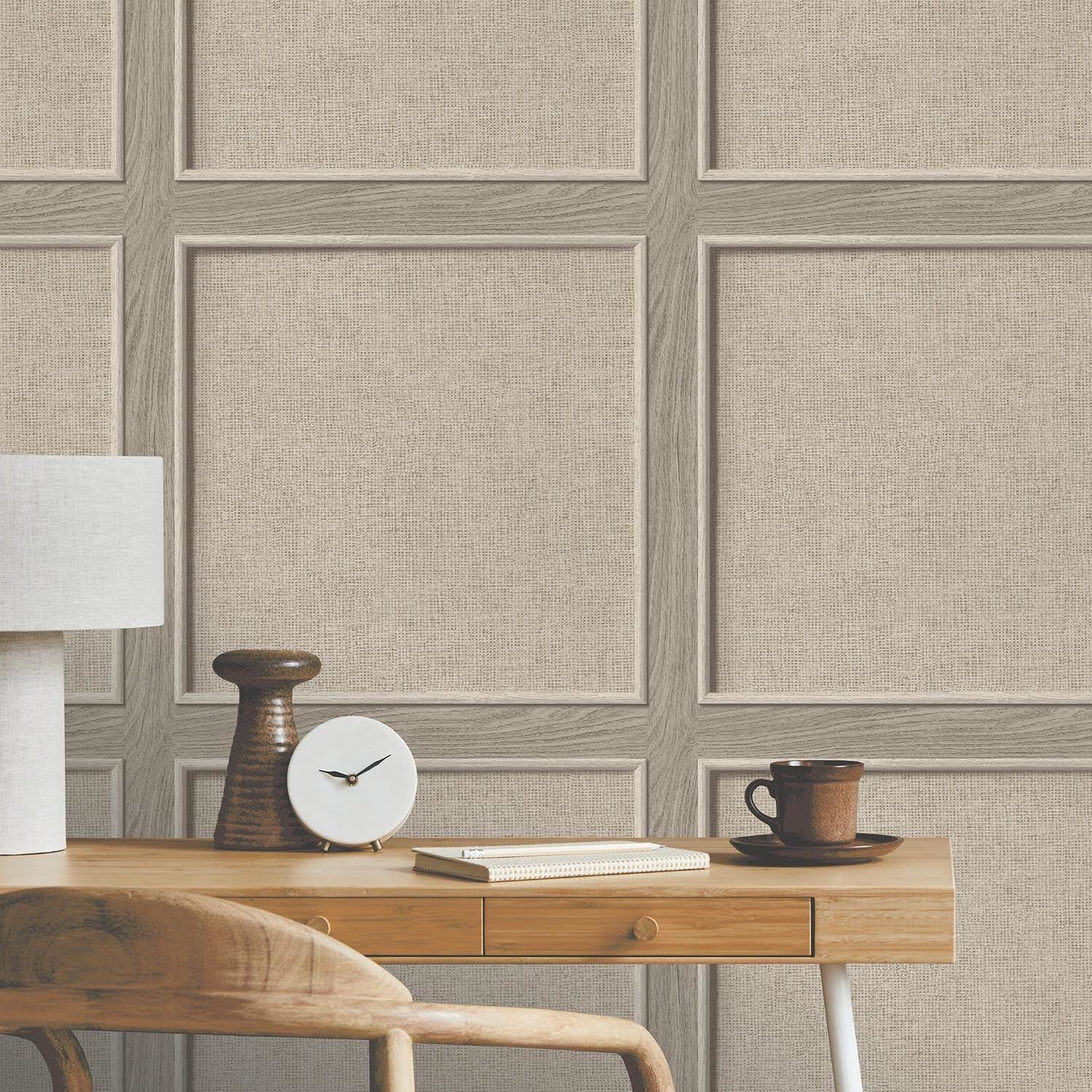 Rasch Bevelled Birch Wood Panelled Weave Grain Wallpaper - Carved Trendy Modern Contemporary Feature Wall