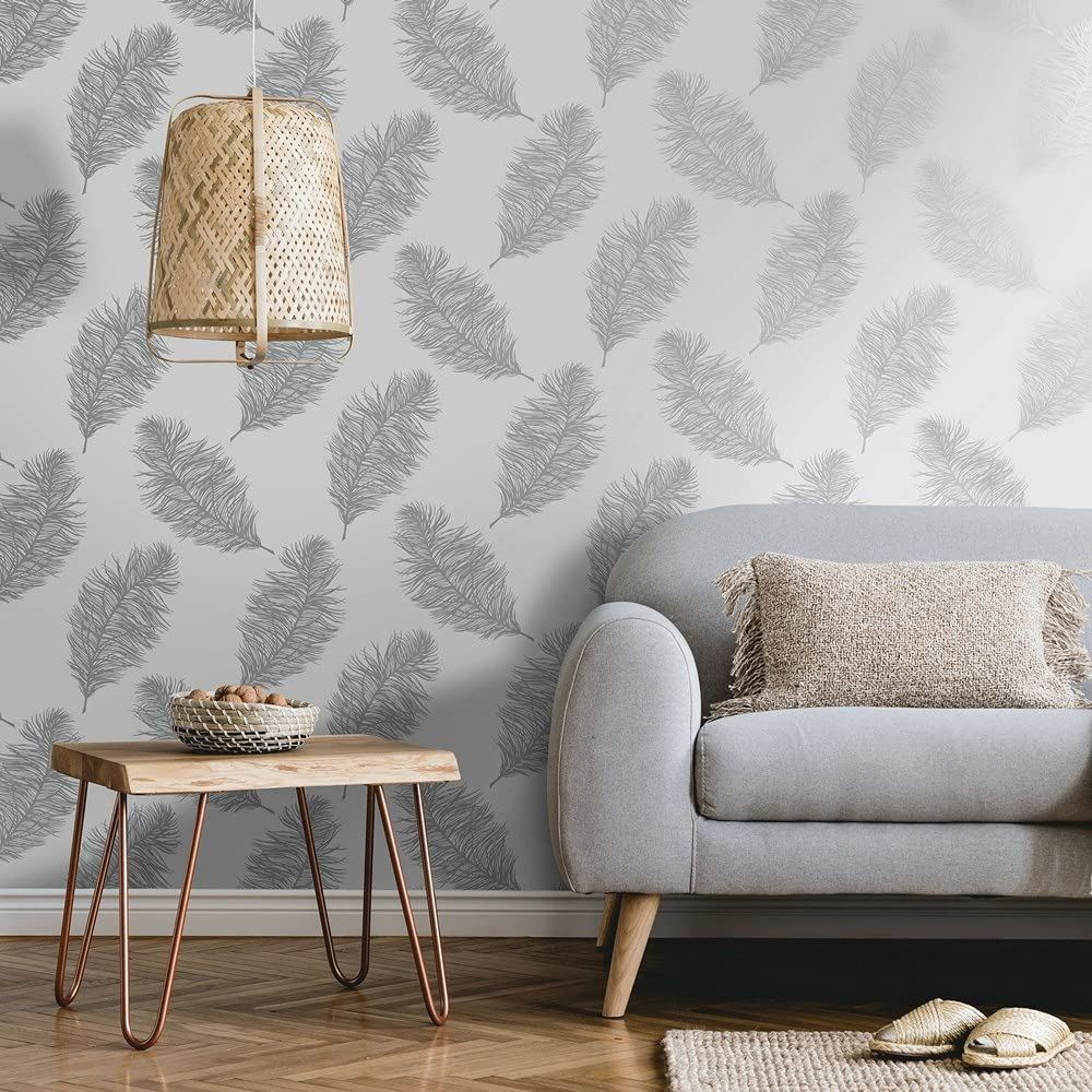 Holden Decor Feather Wallpaper Roll Grey/Silver 12626