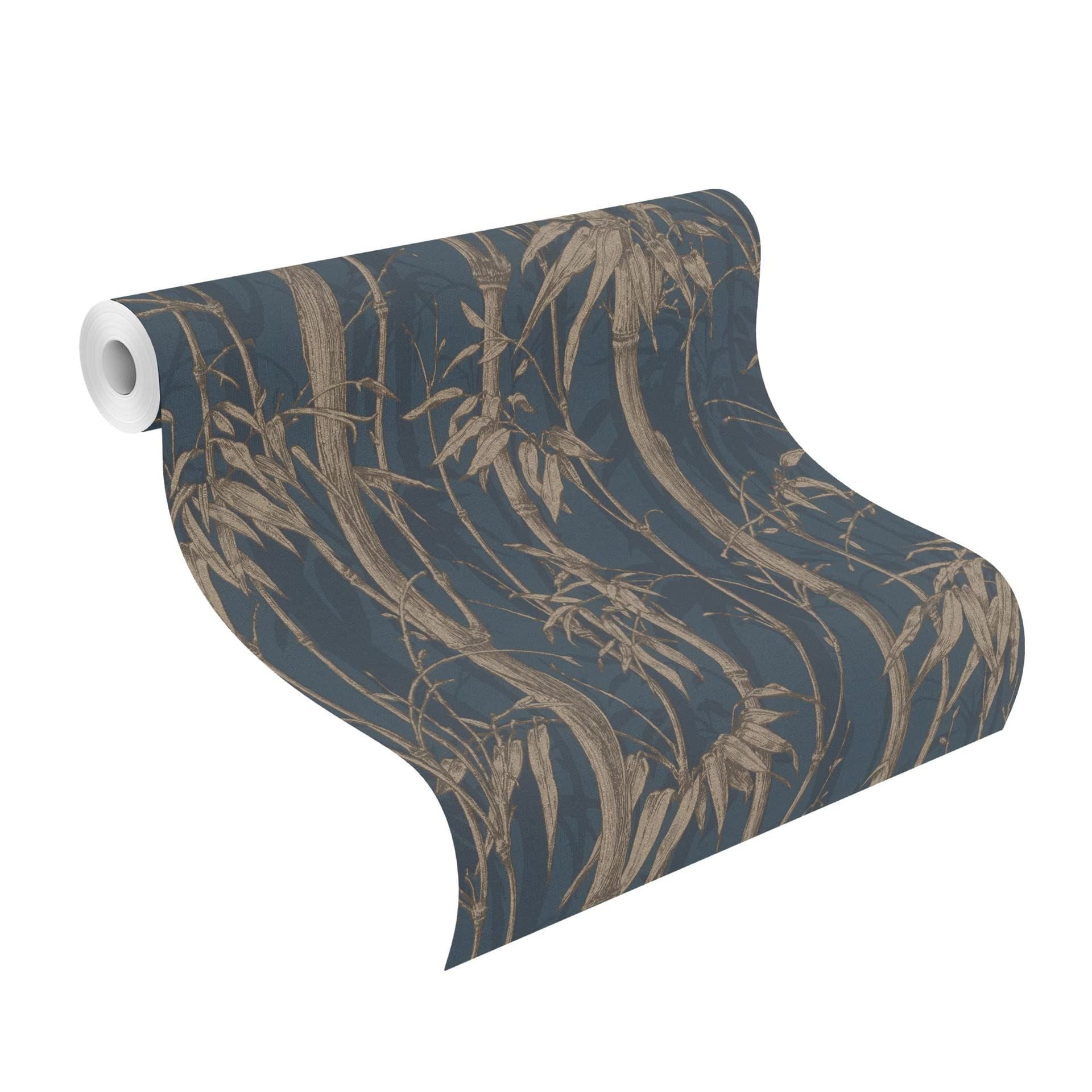 Rasch paperhangings Non Woven Wallpaper (Botanical) Blue Golden 10,05 m x 0,53 m Florentine III 484892