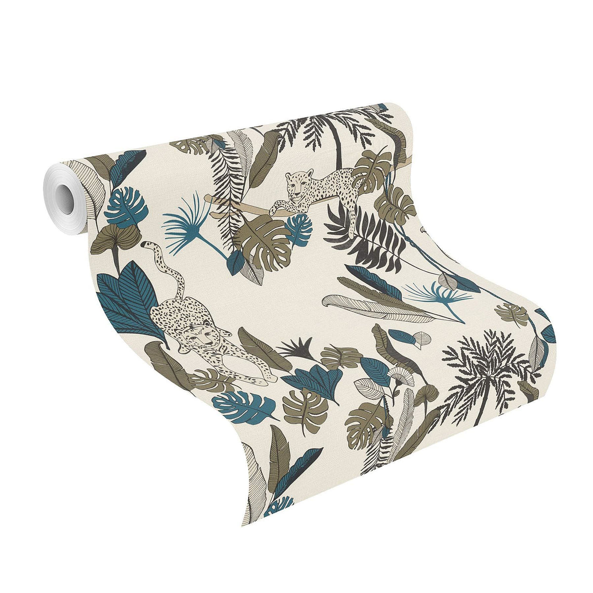 Rasch Club Botanique 540345 Non-Woven Wallpaper Leopard Green