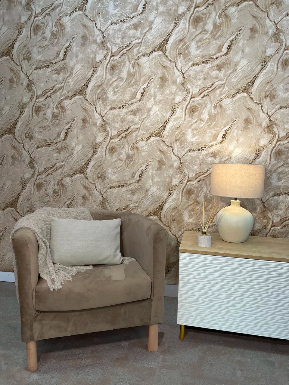 Rasch Vasari Marble Taupe Wallpaper 529456