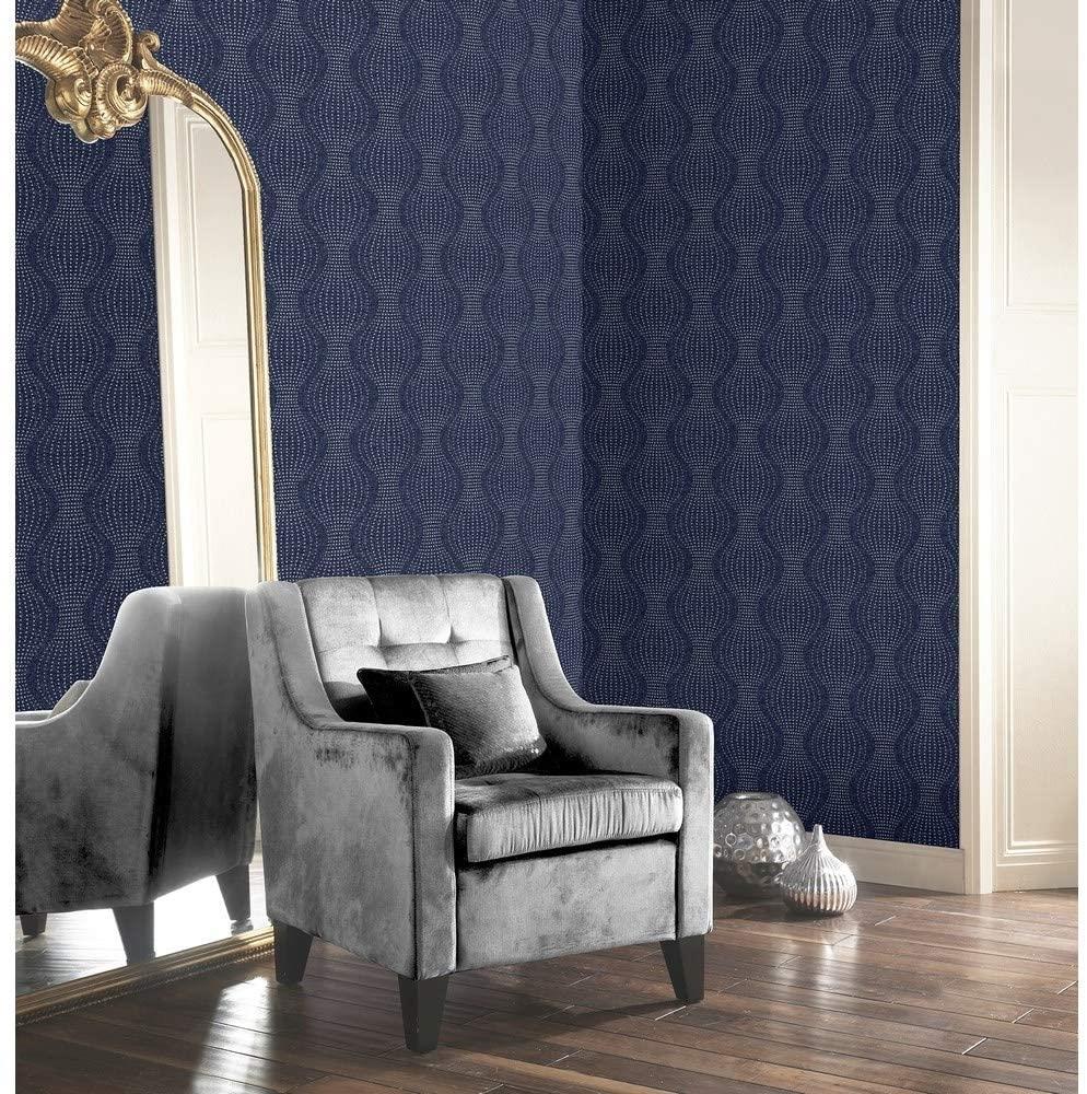 Arthouse Calico Dot Navy Wallpaper 921002 - Textured Metallic Glitter