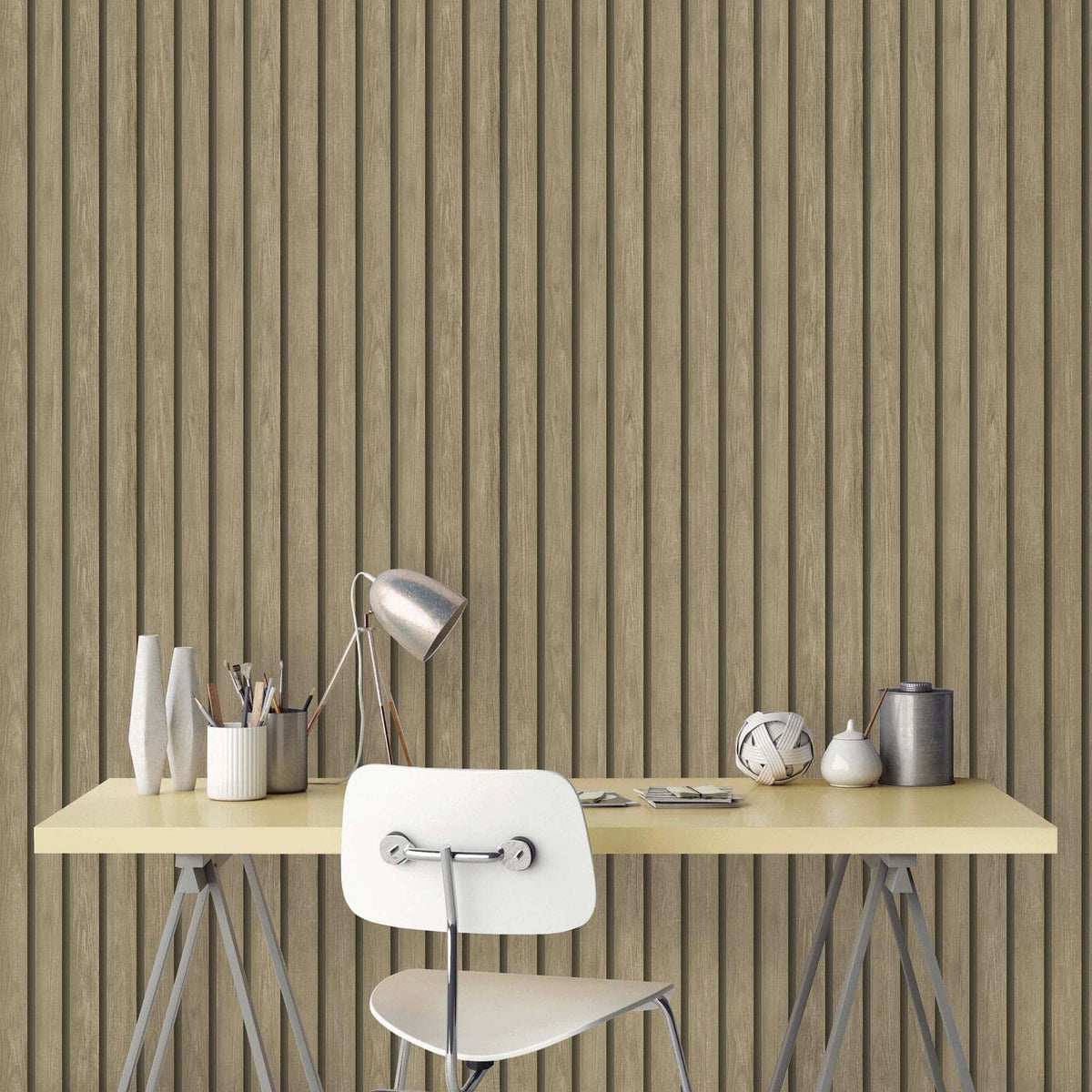 Wood Slat Wallpaper Light Oak/Brown Holden 13132