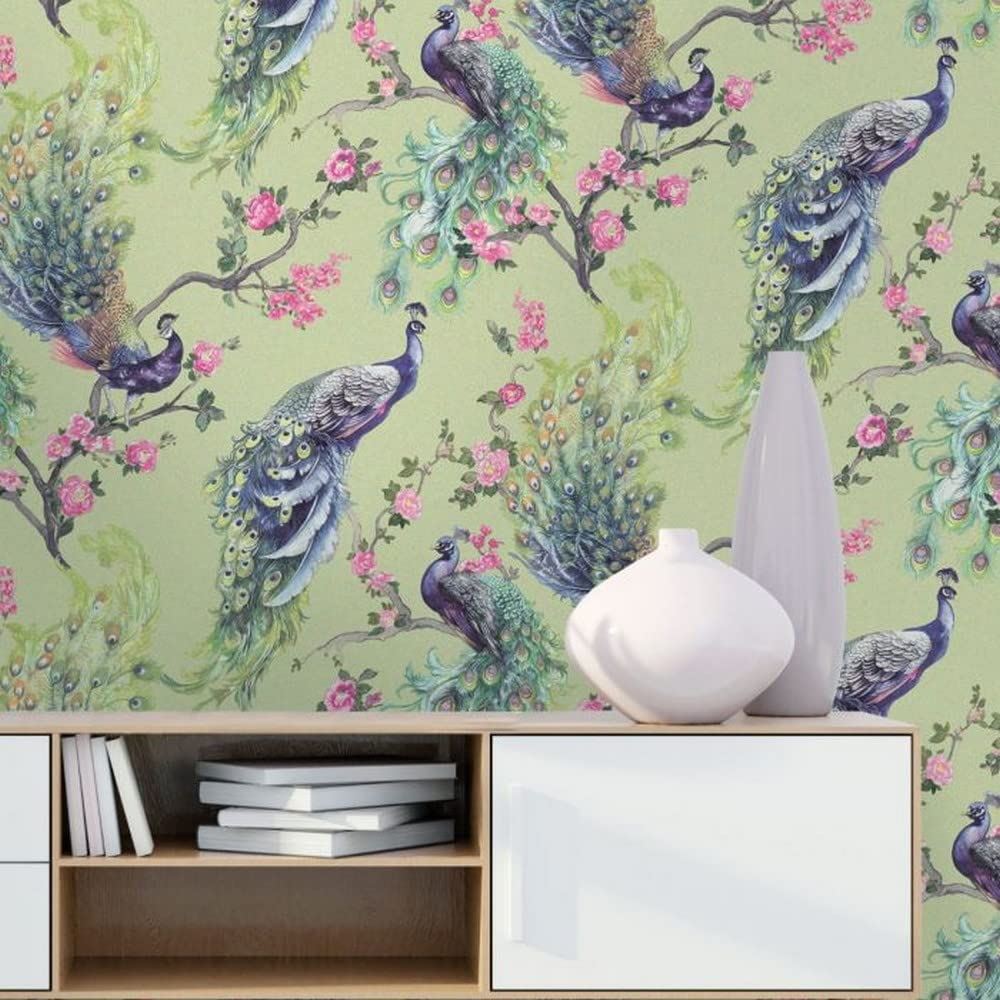Holden Decor Menali Navy Wallpaper 35922 - Vinyl Glitter Peacock Feather Floral