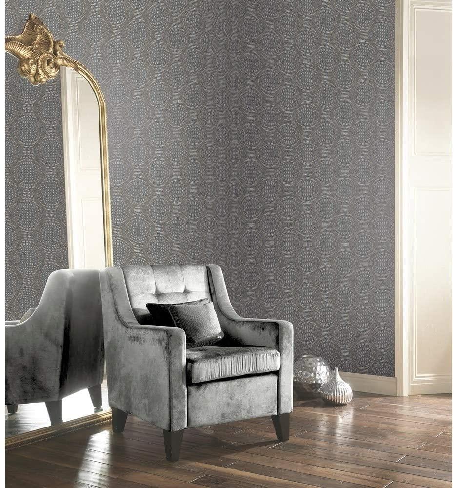 Arthouse Calico Dot Gunmetal Wallpaper 921001 - Textured Metallic Glitter