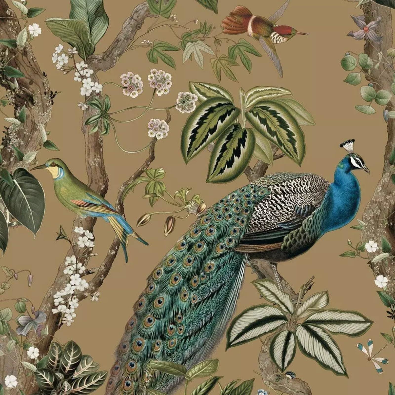 Holden Decor Peacock Woods Gold Wallpaper 13683