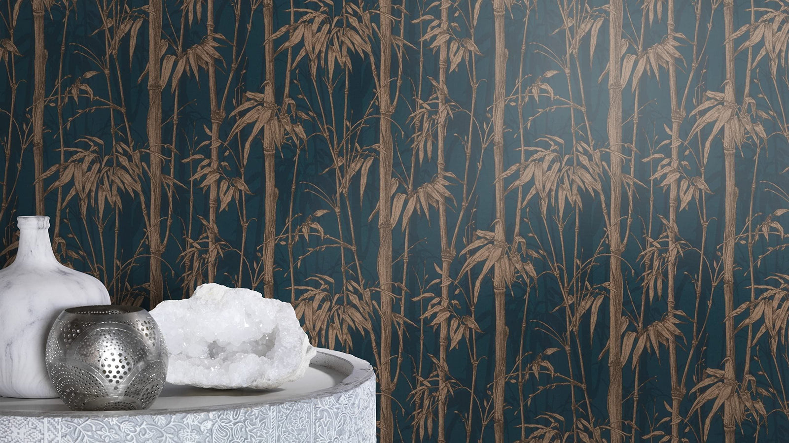 Rasch paperhangings Non Woven Wallpaper (Botanical) Blue Golden 10,05 m x 0,53 m Florentine III 484892