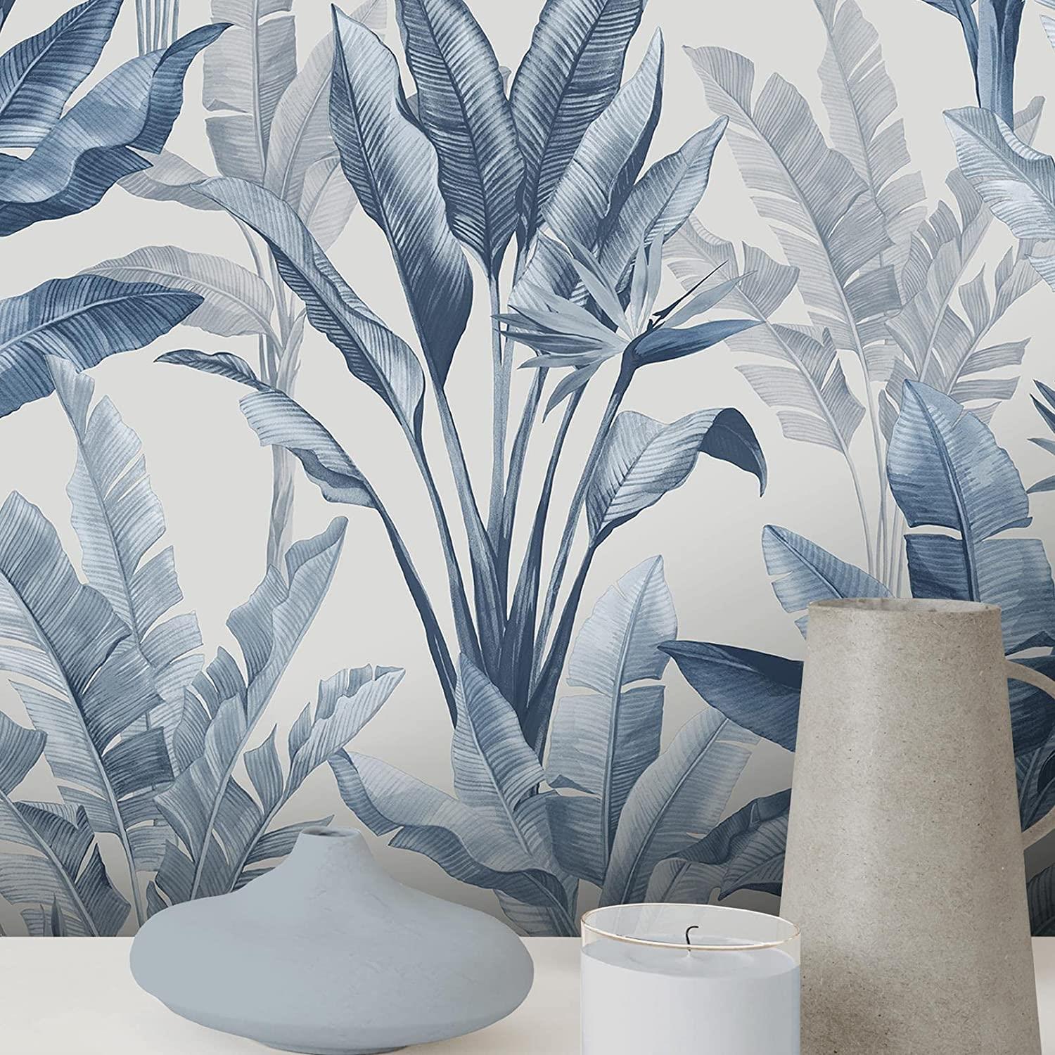Rasch Akari Madagascar Tropical Leaf Wallpaper Blue 282893