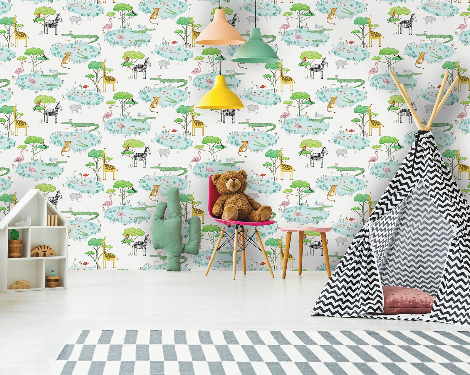 Holden Decor Crocodile Lake White 90930 Wallpaper