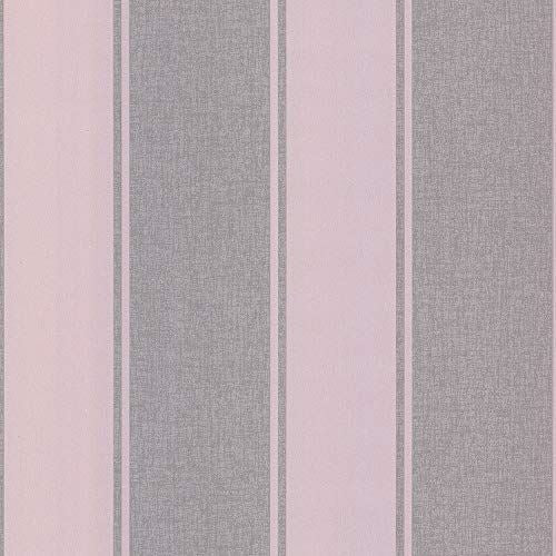 Arthouse Dusky Rose Metallic Textures Luxe Stripe Wallpaper 910208, Full Roll