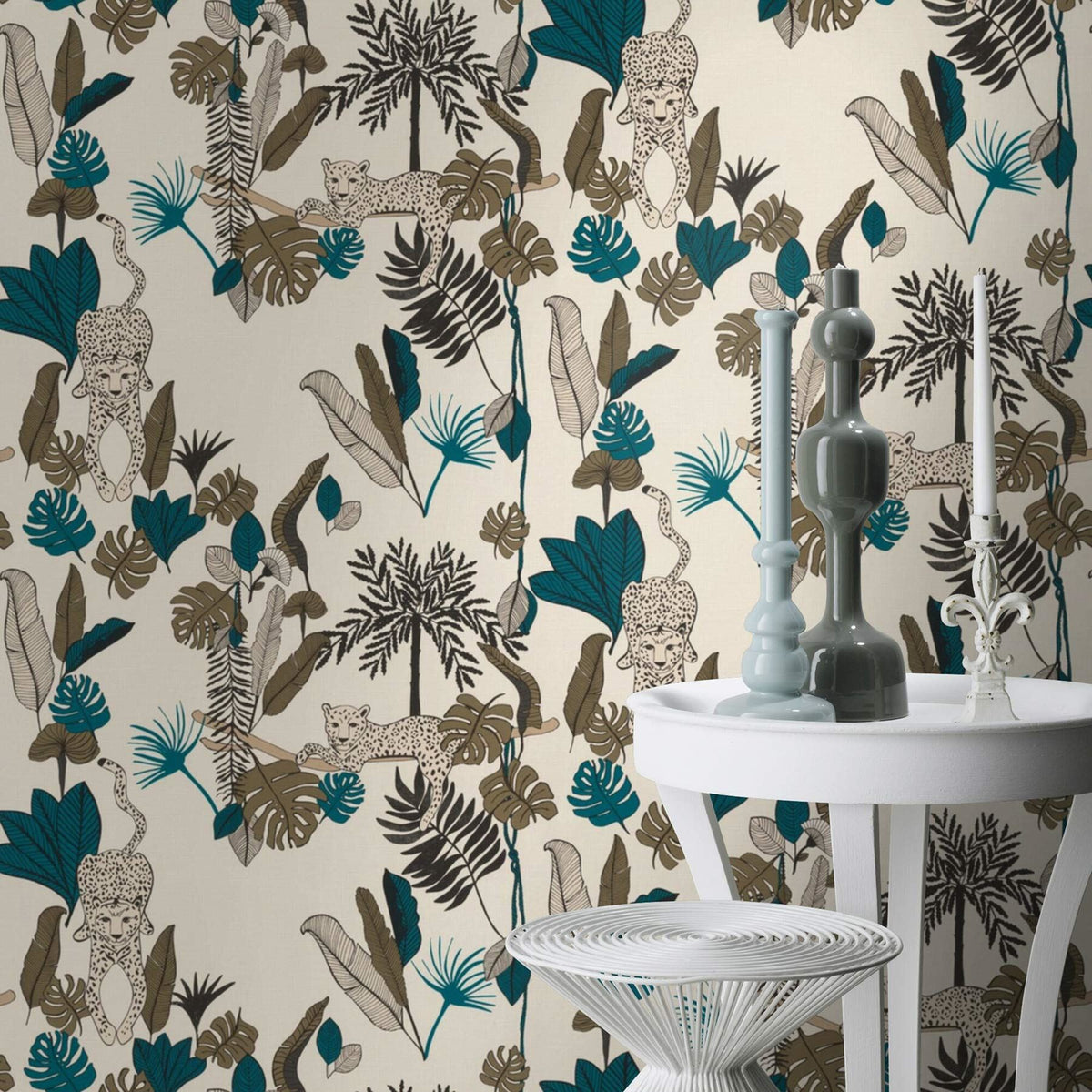 Rasch Club Botanique 540345 Non-Woven Wallpaper Leopard Green