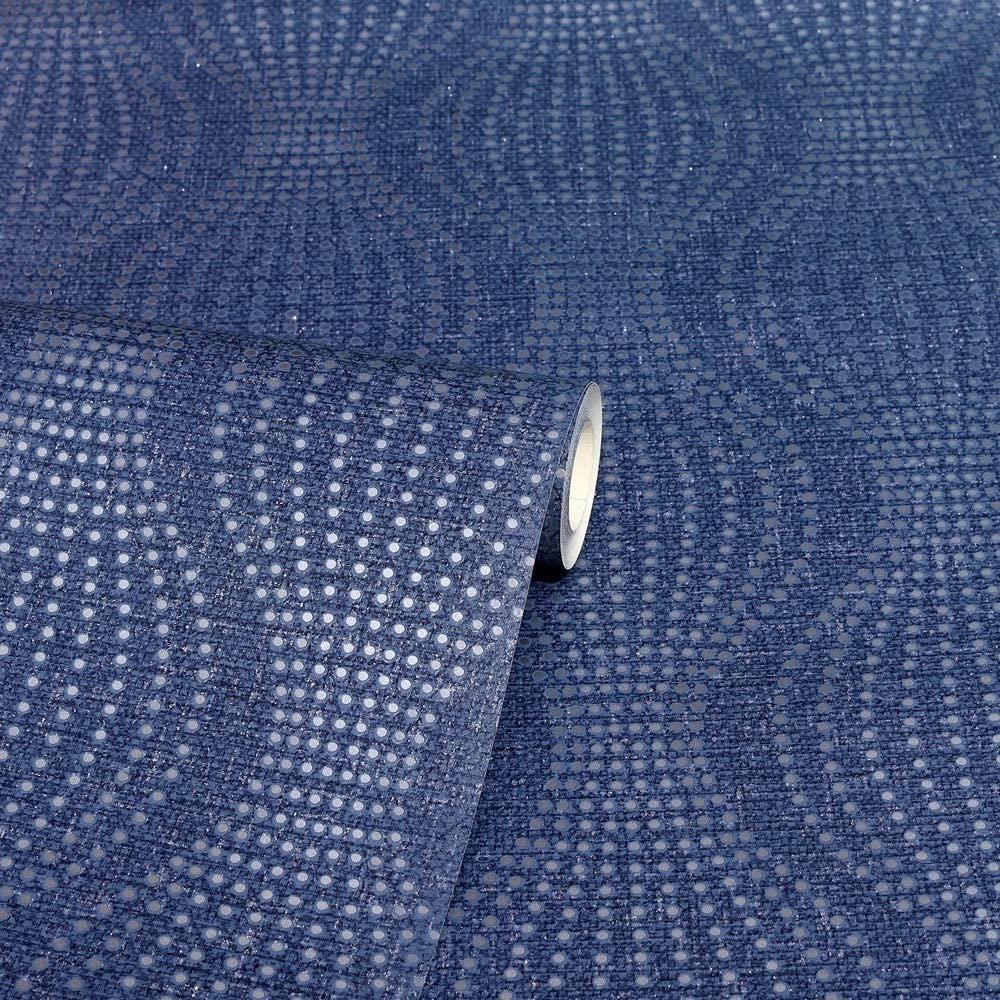 Arthouse Calico Dot Navy Wallpaper 921002 - Textured Metallic Glitter