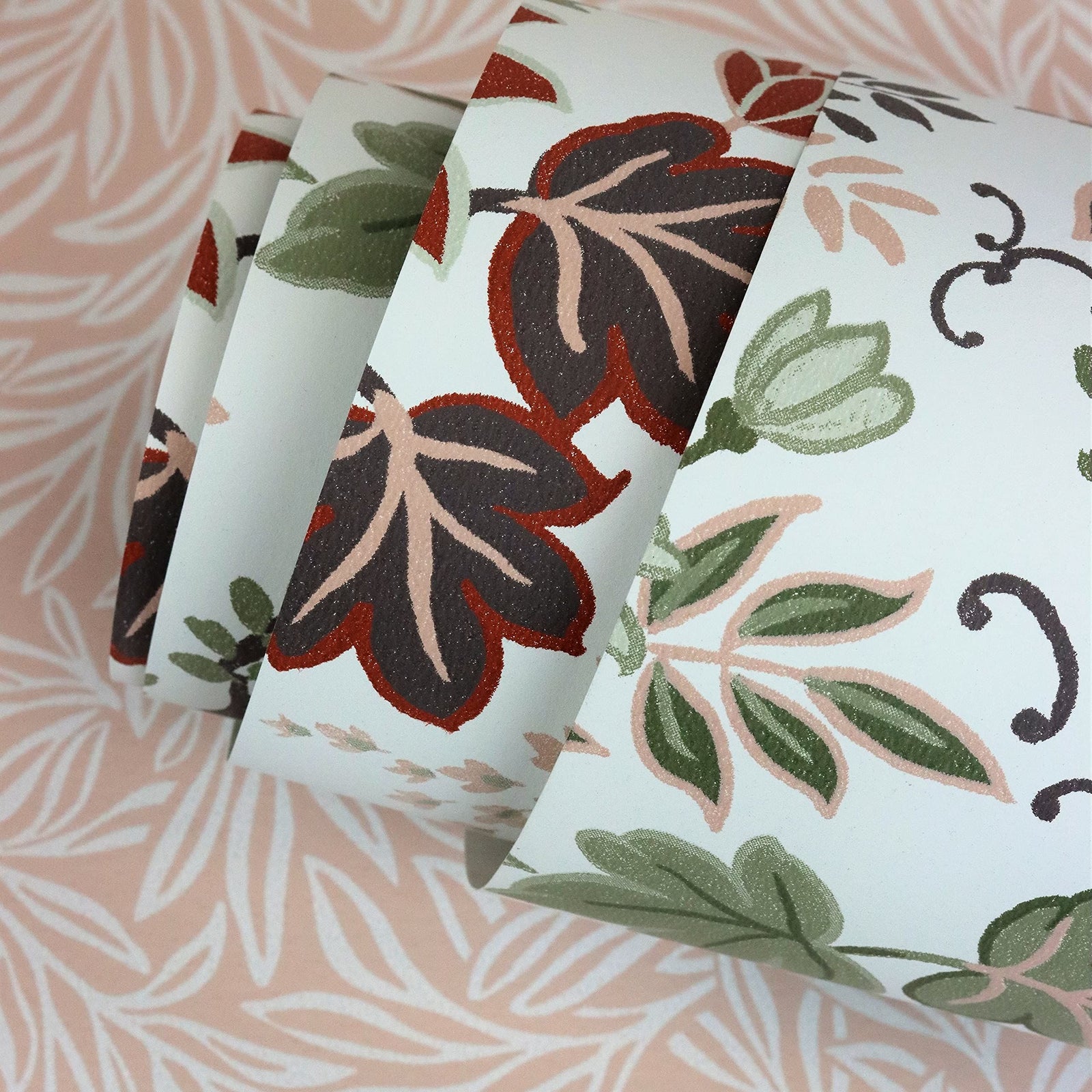 Rasch Wallpaper 553338 - Colourful Non-Woven Wallpaper from The Salisbury Collection with Different Coloured Leaves on White Background with Slight Structure - 10.05 m x 53 cm (L x W)