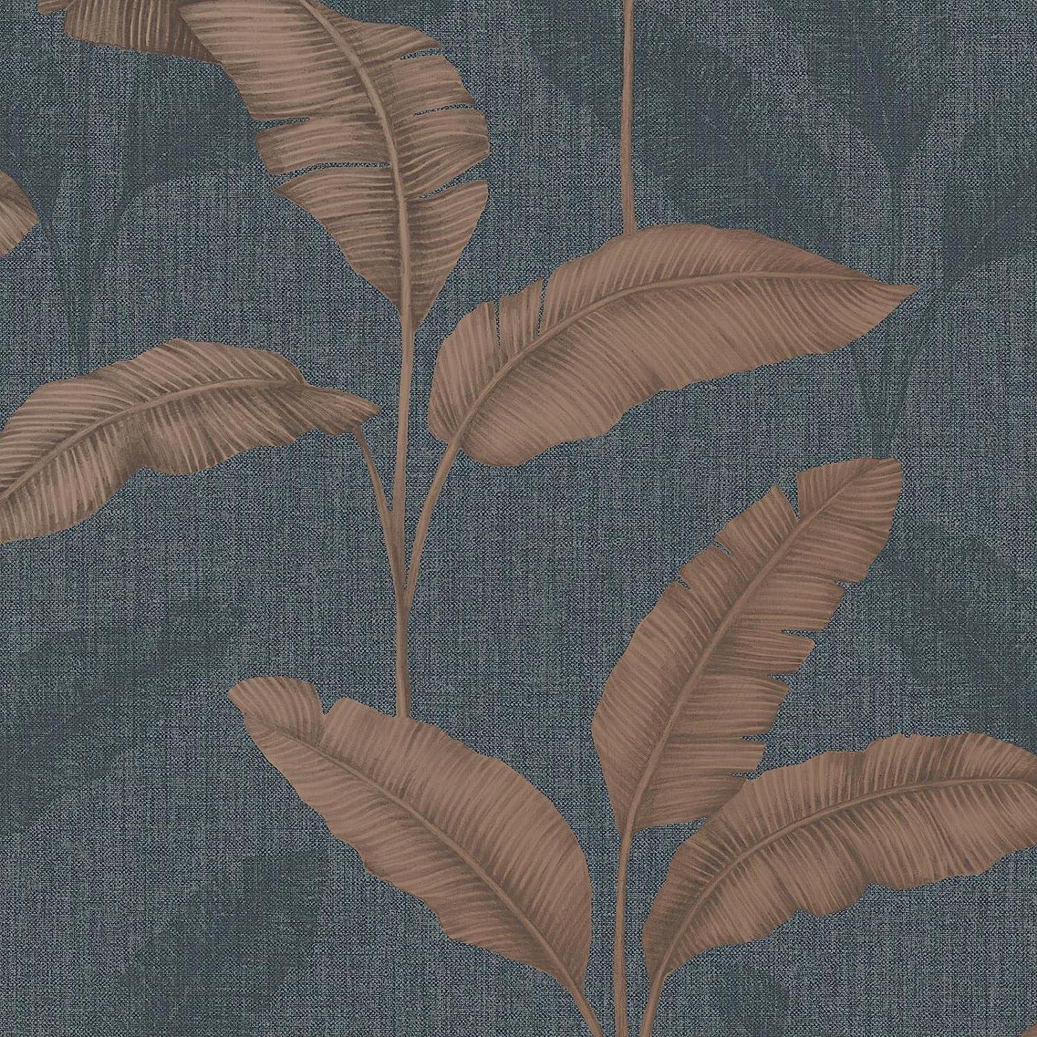 RASCH (U.K) Limited Amara Palm Wallpaper - Modern Wallpaper for Living Room, Bedroom, Fireplace - Decorative Luxury Tropical Wall Paper with Rusty Tone (Navy/Brown)