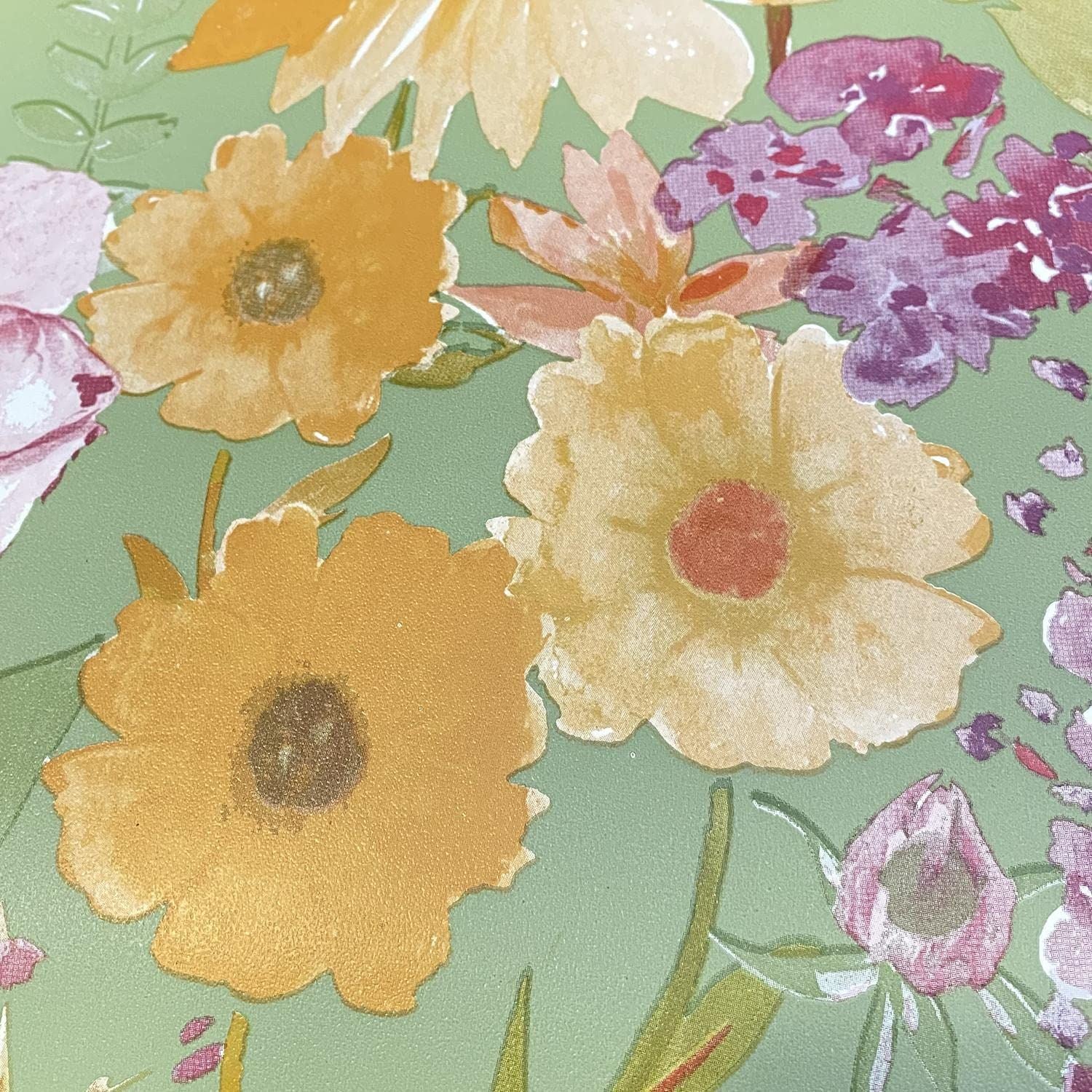 Wildflower Sage Floral Wallpaper Pink Green Yellow Natural Flower