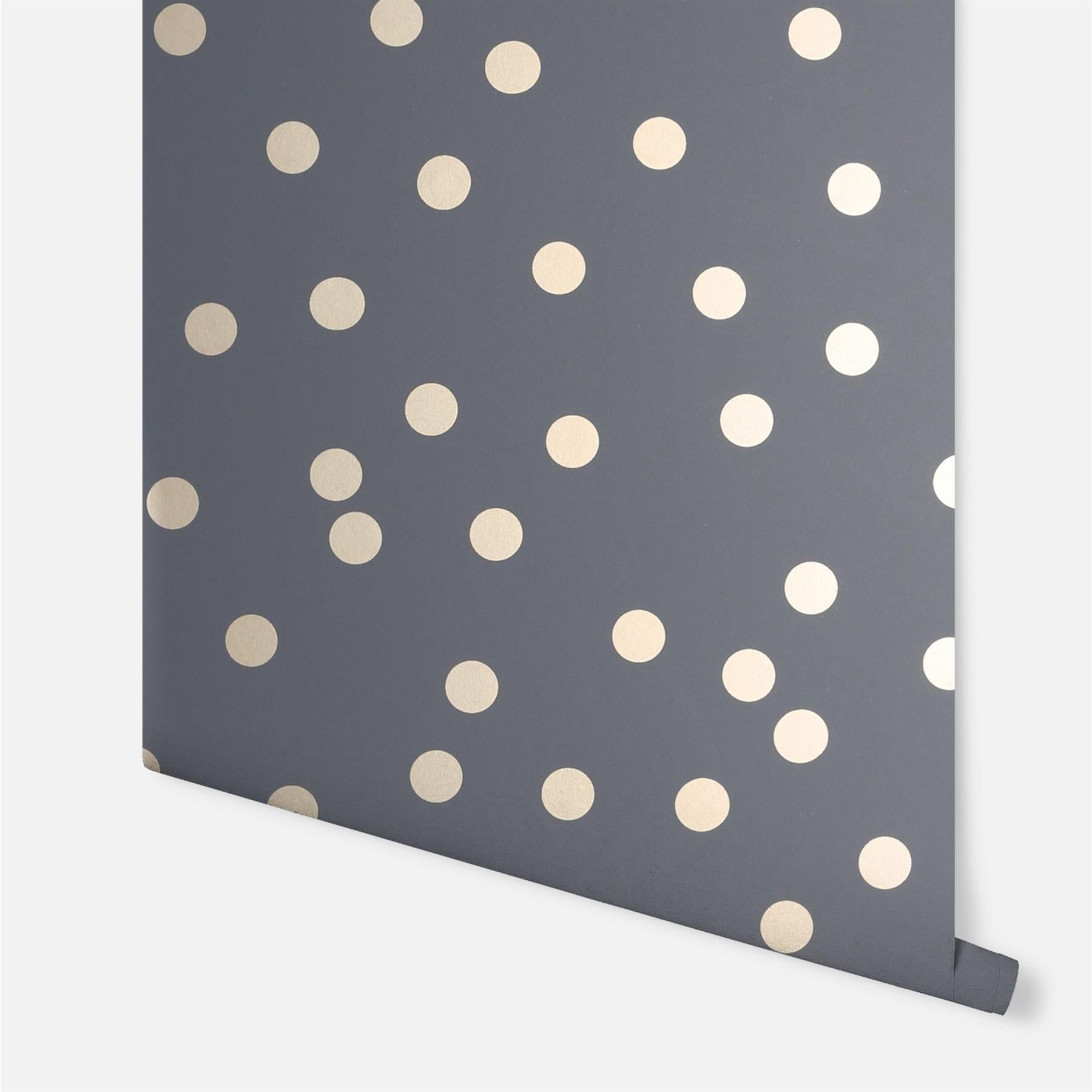 Arthouse Wallpaper Dotty Charcoal Rose Gold 685001 Full Roll, Blue