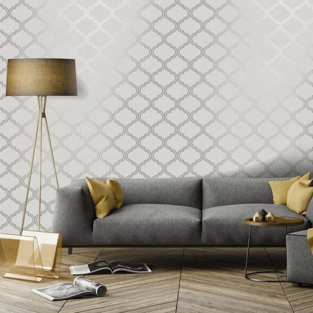 Holden Decor, Glistening Geo Grey Silver Wallpaper, 12750