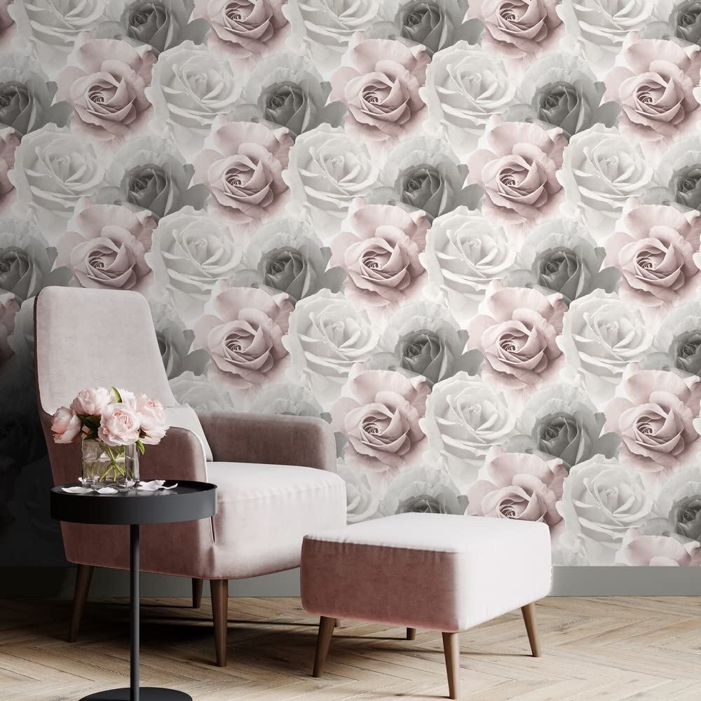 Muriva Rhoda Rose Pink Wallpaper 203501 - Feature Wall 3D Effect Large Floral