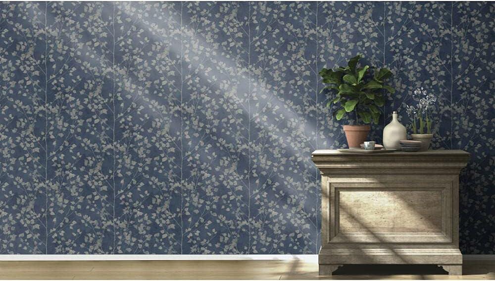 Rasch Tapeten Non Woven Wallpaper (Botanical) Blue Silver 10,05 m x 0,53 m Finca 416657