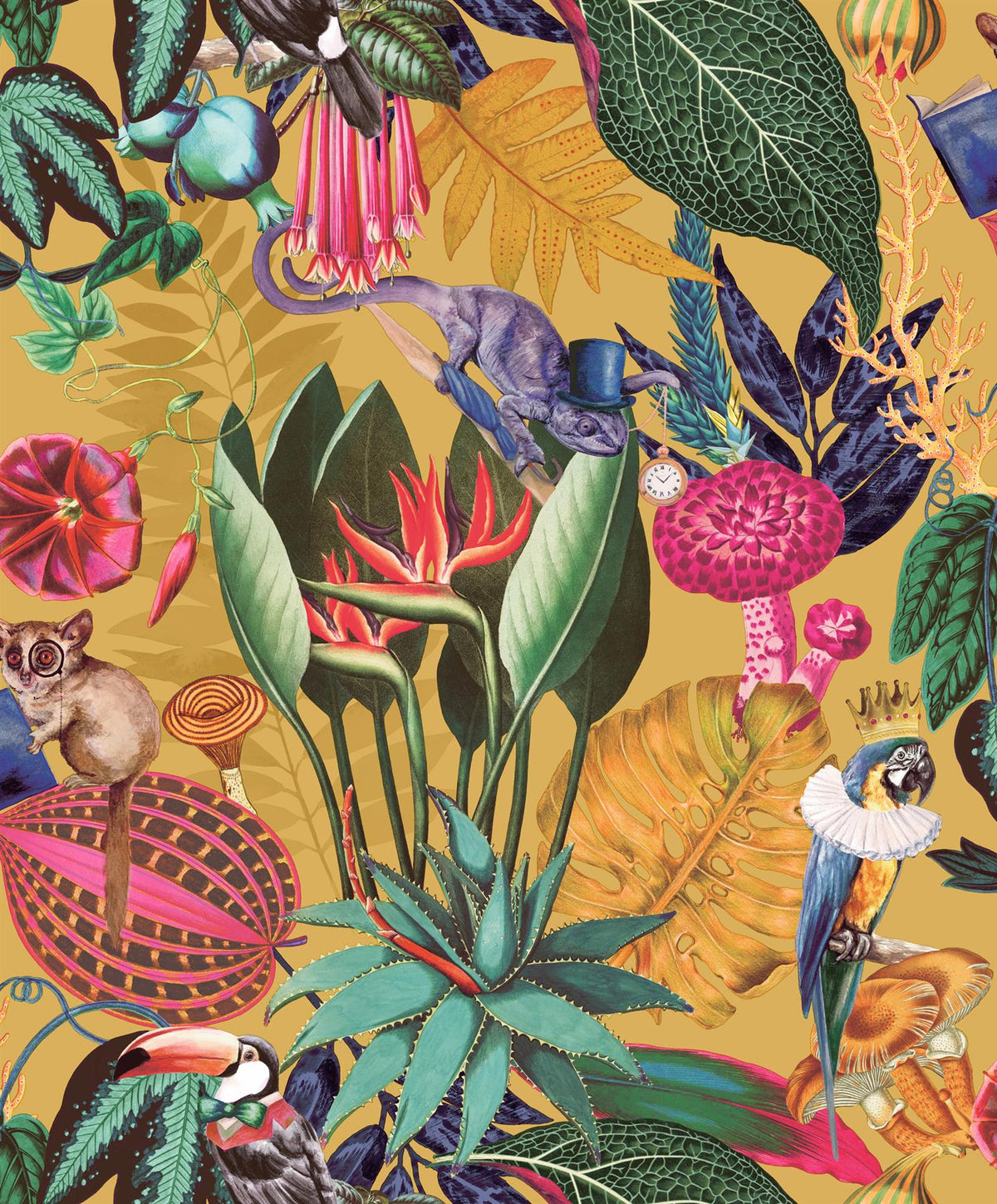Wonderland Tropical Wallpaper Ochre Holden 91190