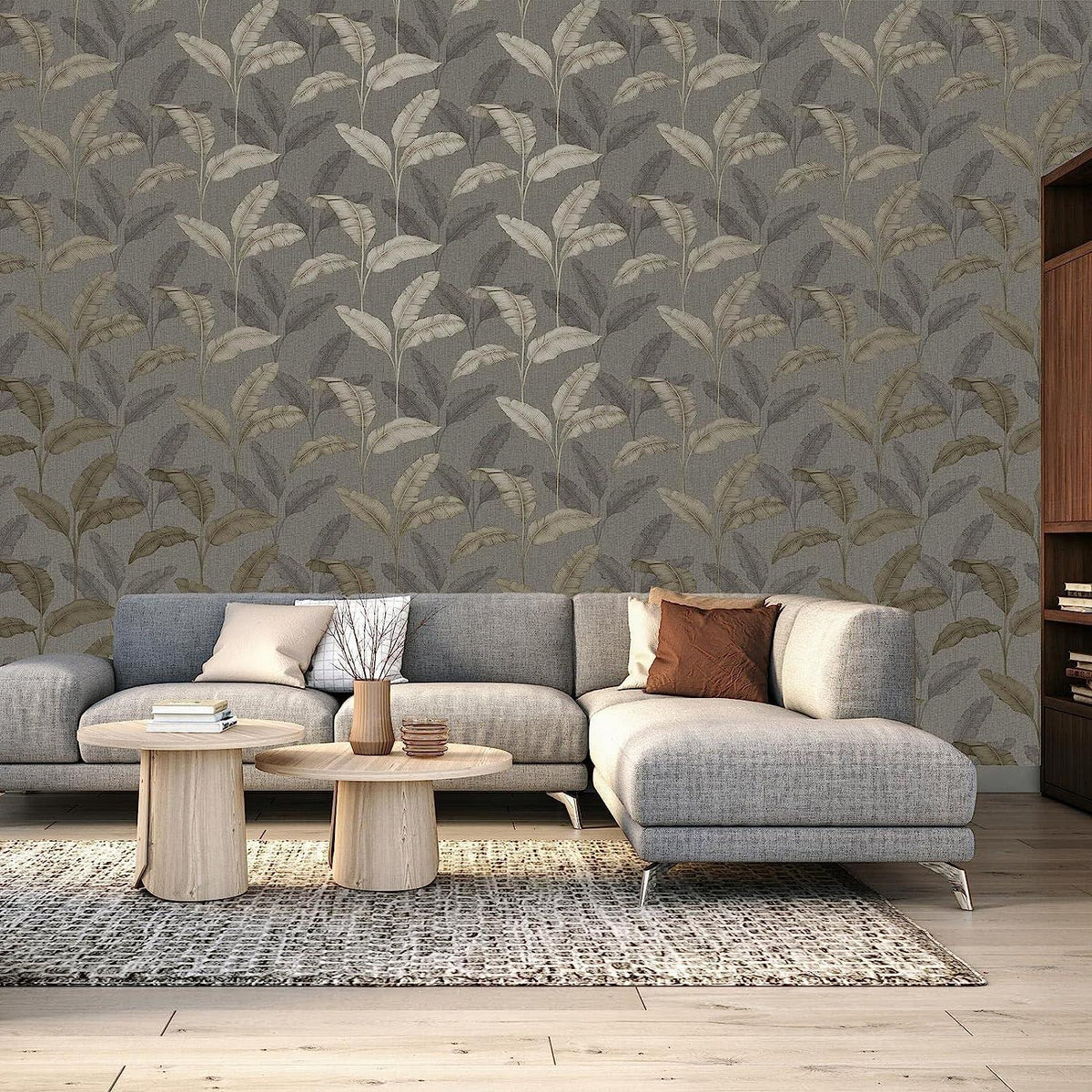 RASCH (U.K) Limited Amara Palm Wallpaper - Modern Wallpaper for Living Room, Bedroom, Fireplace - Decorative Luxury Tropical Wall Paper with Dusky Metallic Tone (Grey/Gold)