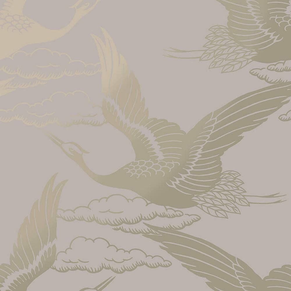 Holden Decor Glistening Cranes Wallpaper - Modern Metallic Wallpaper for Living Room, Bedroom, Fireplace - Decorative Luxury Nature Wall Paper with Cranes (Pink/Gold)