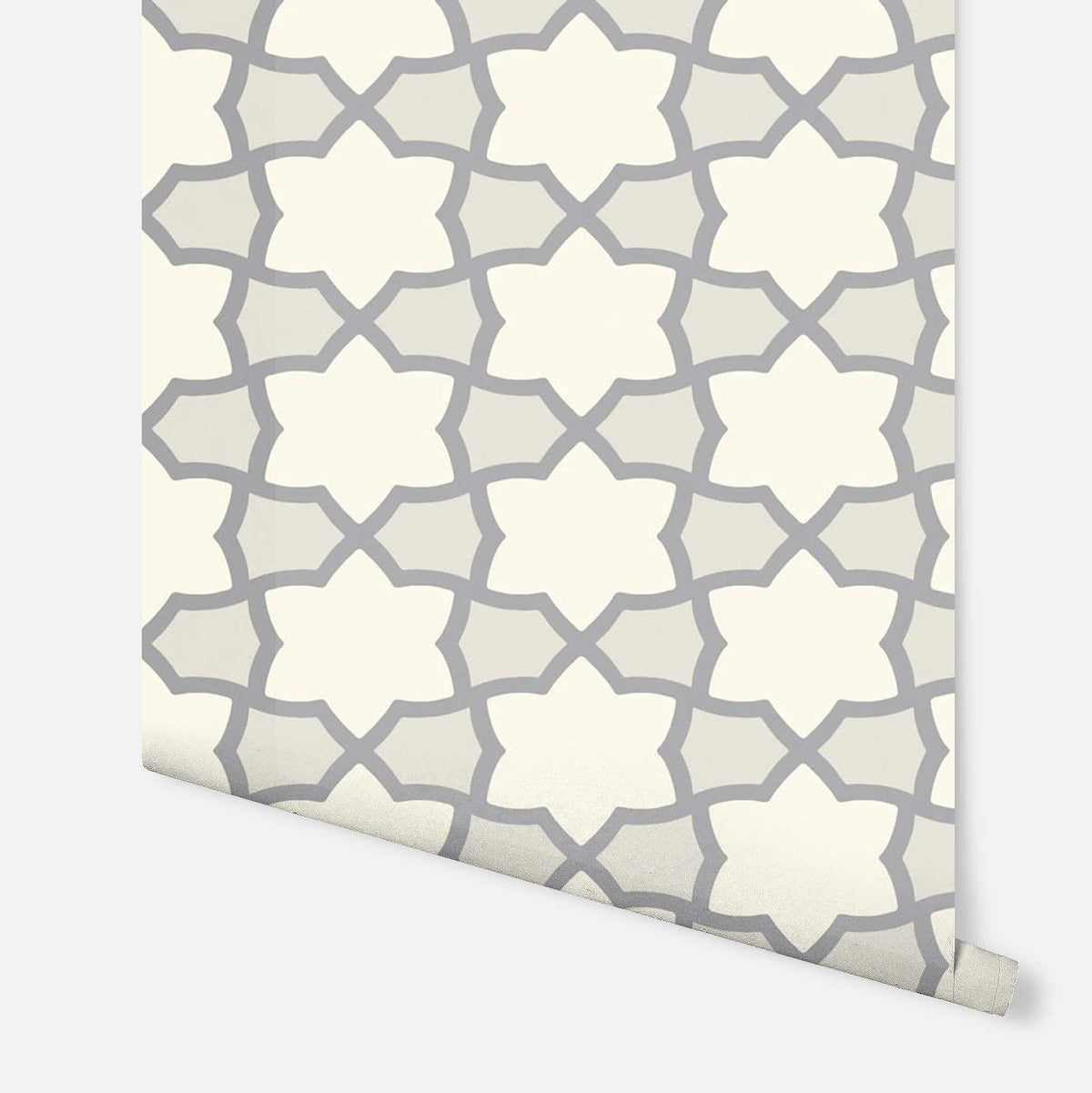 Arthouse Rio Silver Metallic Finish Wallpaper - Interlocking Star Lattice Motif - Enhanced with Raised Glitter - 690701