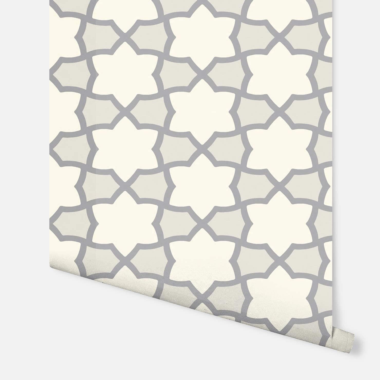Arthouse Rio Silver Metallic Finish Wallpaper - Interlocking Star Lattice Motif - Enhanced with Raised Glitter - 690701