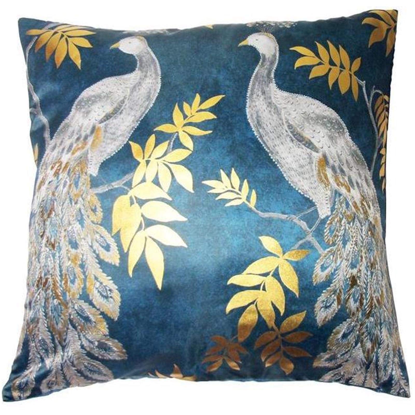 Arthouse Lazzaro Teal Gold Foil Peacock Bird Printed Filled Pillow Padded Cushion Cover Size 45 x 45cm
