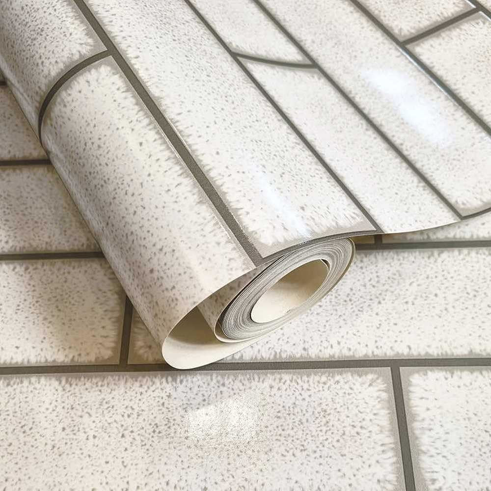 Holden Decor Tiling on a Roll Celadon Gloss Tile Dove Wallpaper 89389 - Kitchen