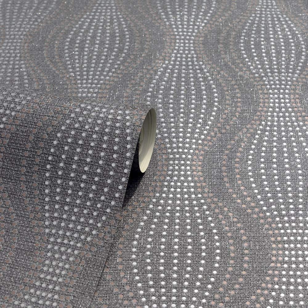 Arthouse Calico Dot Gunmetal Wallpaper 921001 - Textured Metallic Glitter