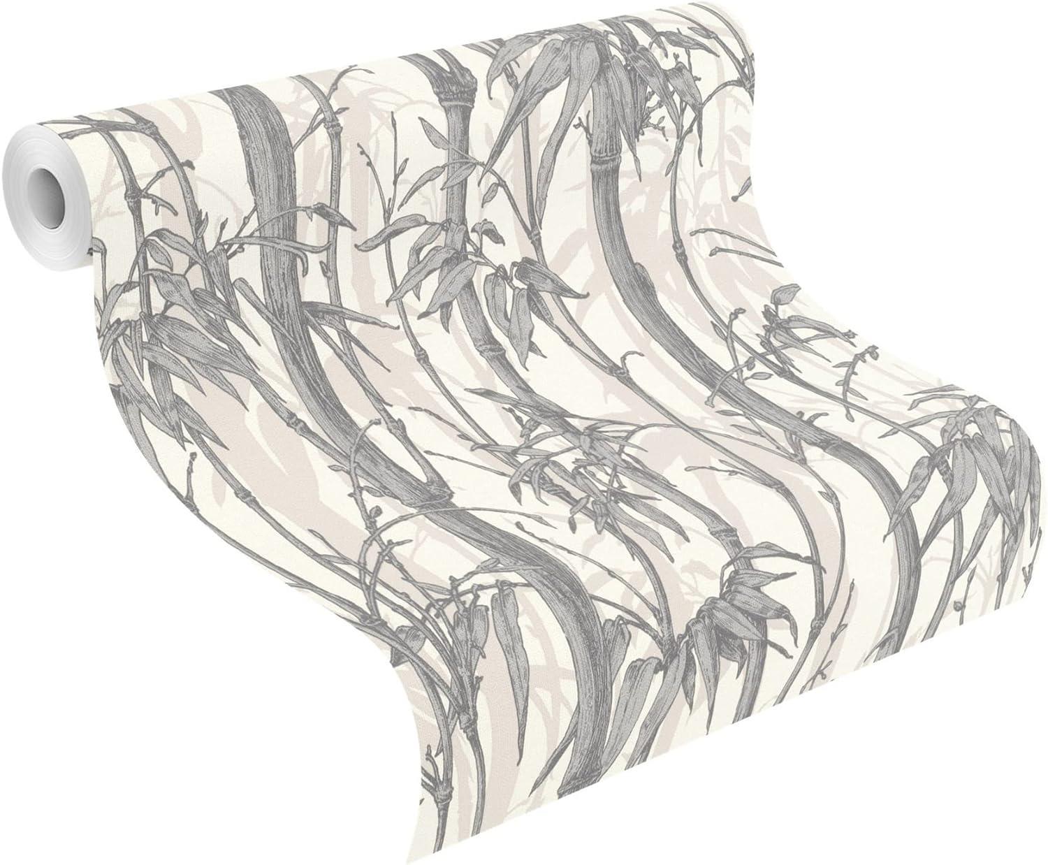 Rasch paperhangings Non Woven Wallpaper (Botanical) Grey White 10,05 m x 0,53 m Florentine III 484830