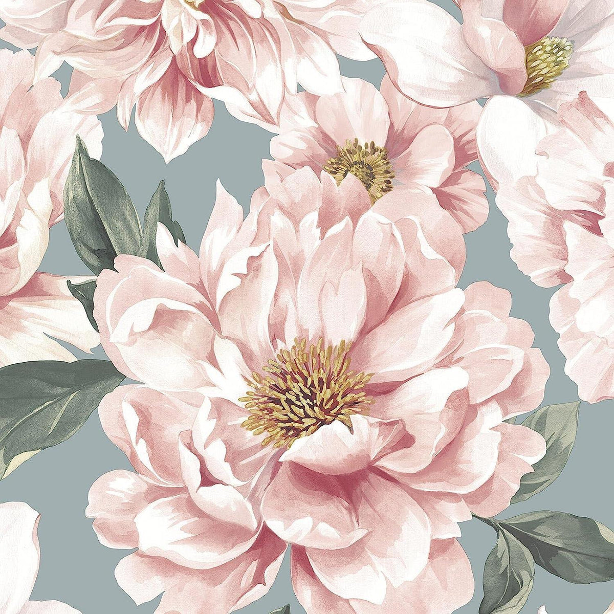 RASCH (U.K) Limited Dimension Large Floral Wallpaper - Modern Wallpaper for Living Room, Bedroom, Fireplace - Decorative Luxury Nature Wall Paper with Delicately Illustrated Flowers (Pink/Musky Blue)