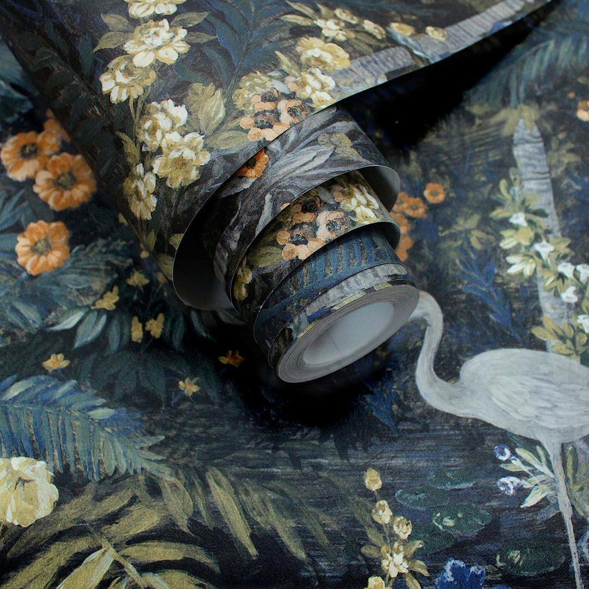 Holden Decor Outside in Jungle Paradise Navy Wallpaper 13180 - Cranes Tropical