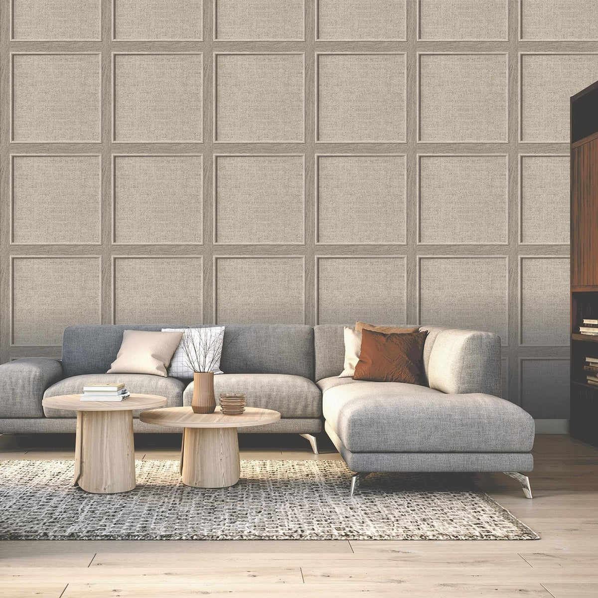 Rasch Bevelled Birch Wood Panelled Weave Grain Wallpaper - Carved Trendy Modern Contemporary Feature Wall