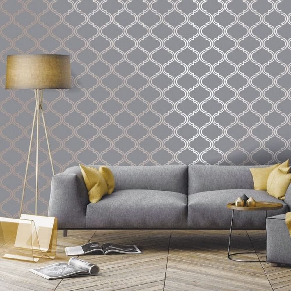 Holden Decor, Glistening Geo Grey Silver Wallpaper, 12750